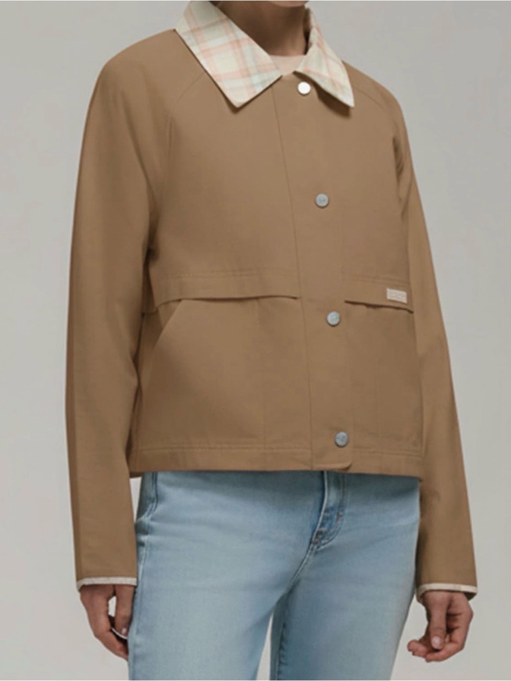 Hunter Tan Utility Jacket with Plaid Trim NWT - Picture 3 of 15